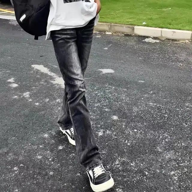 羽浅 修身复古美式高街潮牌牛仔裤 男女同款