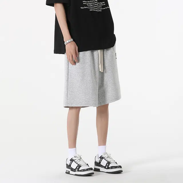 羽浅 夏季透气时尚印花五分裤篮球运动中裤潮流百搭宽松直筒休闲短裤 男款