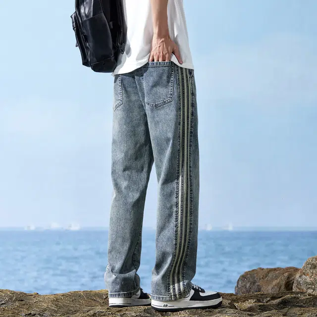 羽浅 美式显高直筒夏季薄款潮牌百搭宽松阔腿休闲长裤子牛仔裤 男女同款