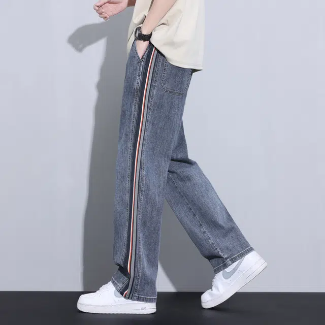羽浅 美式男夏季薄款高街阔腿裤子潮牌宽松直筒夏天休闲长裤牛仔裤 男女同款