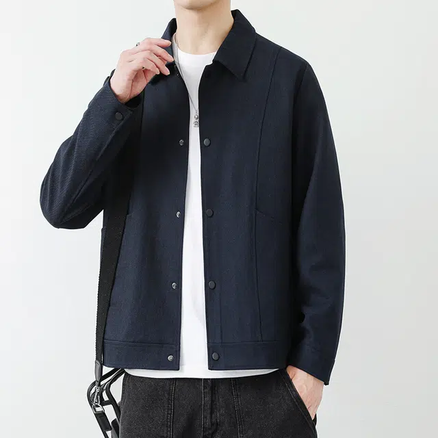 羽浅 春秋季潮牌美式休闲百搭工装外套时尚翻领开衫上衣服夹克 男款