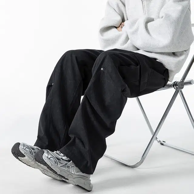 羽浅 潮牌美式多口袋工装长裤时尚宽松百搭直筒休闲裤 男款
