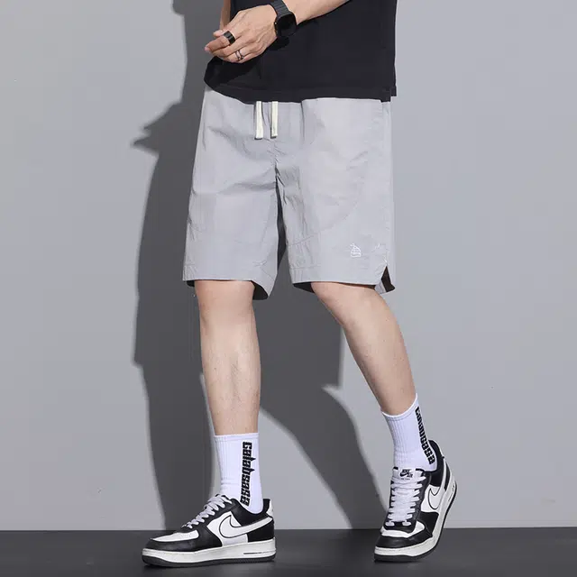 羽浅 冰丝速干夏季超薄学生美式运动潮流五分宽松中裤休闲短裤 男款
