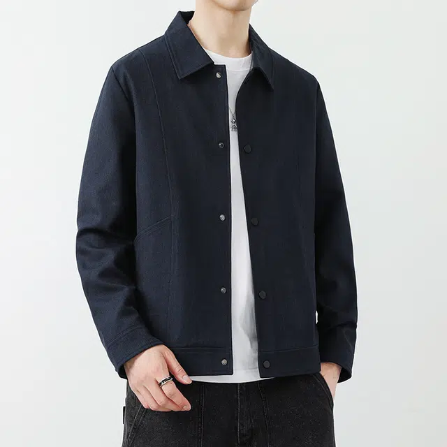 羽浅 春秋季潮牌美式休闲百搭工装外套时尚翻领开衫上衣服夹克 男款