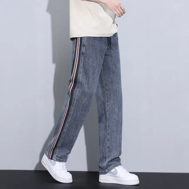羽浅 美式男夏季薄款高街阔腿裤子潮牌宽松直筒夏天休闲长裤牛仔裤 男女同款
