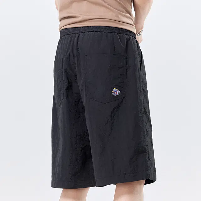 羽浅 薄款冰丝五分裤工装运动中裤潮流贴标宽松百搭休闲短裤 男款