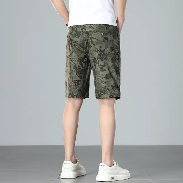 羽浅 美式潮流印花中裤时尚舒适沙滩五分裤潮牌修身百搭休闲短裤 男款