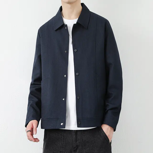 羽浅 春秋季潮牌美式休闲百搭工装外套时尚翻领开衫上衣服夹克 男款