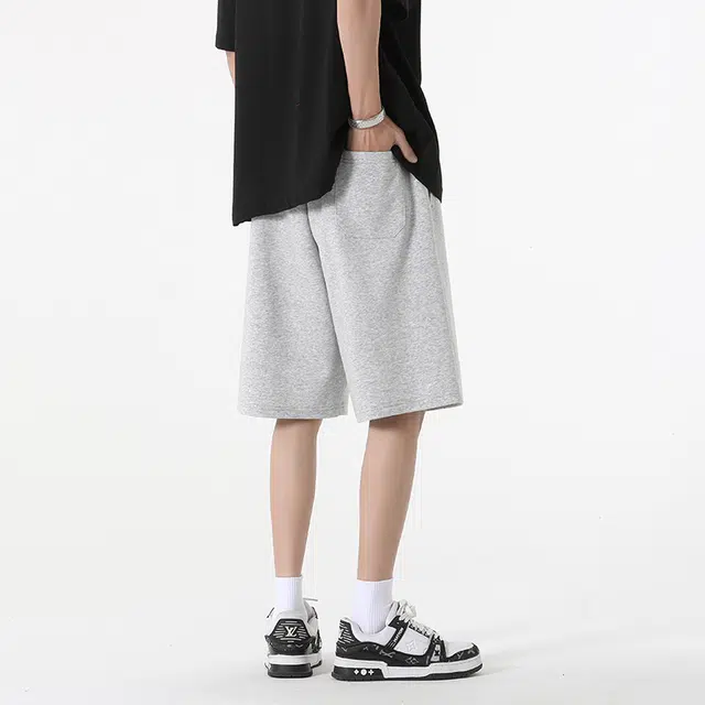 羽浅 夏季透气时尚印花五分裤篮球运动中裤潮流百搭宽松直筒休闲短裤 男款