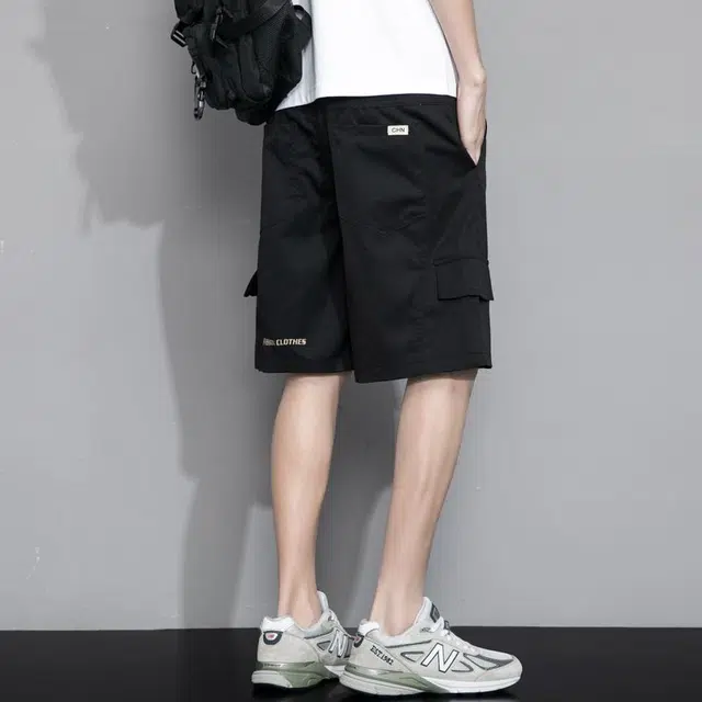 羽浅 工装五分裤薄款速干透气宽松直筒个性中裤休闲短裤 男款