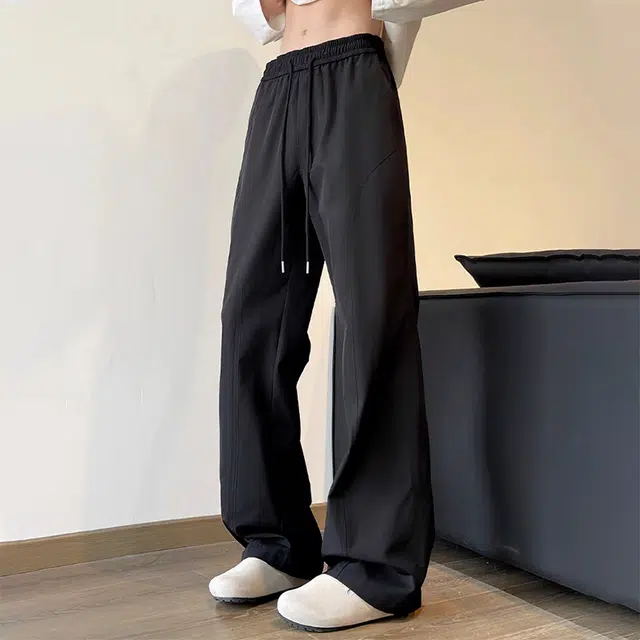 羽浅 纯色直筒垂感系带休闲裤 男女同款