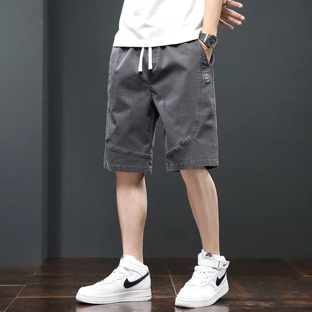 羽浅 男夏季薄款五分裤子百搭宽松直筒中裤男生韩版运动透气男休闲短裤 男款