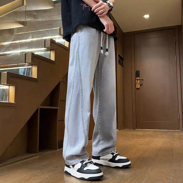 羽浅 宽松直筒休闲牛仔裤 男款