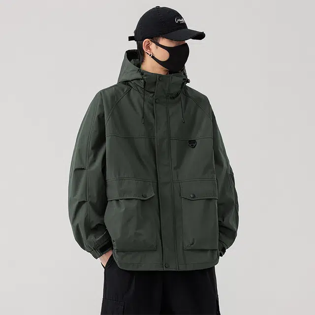 羽浅 春秋冬季潮牌美式休闲工装防风外套时尚复古百搭开衫上衣服夹克 男款