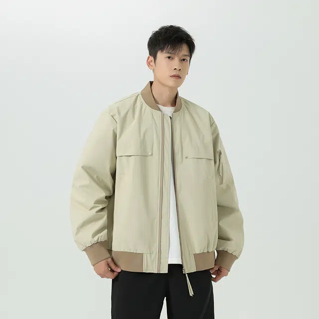 羽浅 春秋冬季潮牌时尚防风外套百搭休闲立领开衫工装上衣服夹克 男款