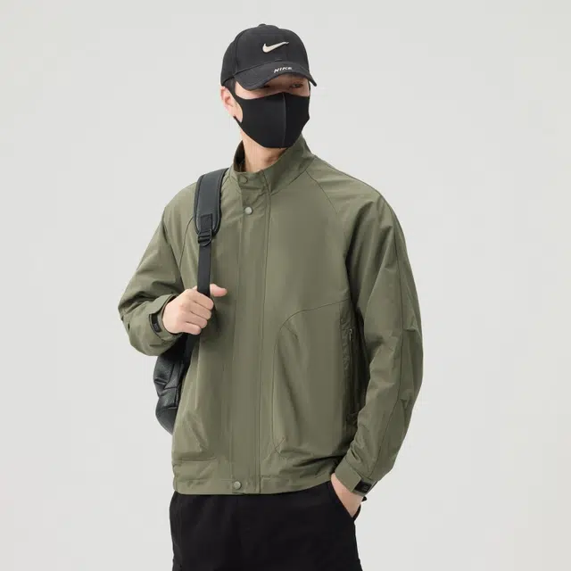 羽浅 潮牌美式立领工装外套春秋季高级感休闲上衣服时尚百搭夹克 男款