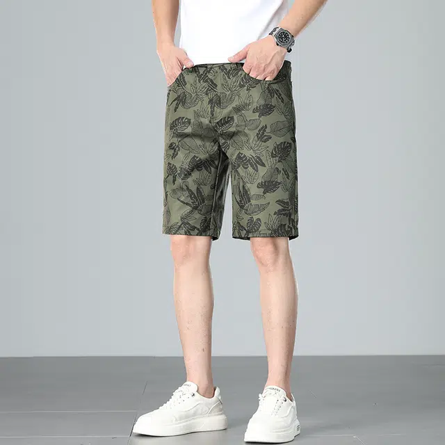 羽浅 美式潮流印花中裤时尚舒适沙滩五分裤潮牌修身百搭休闲短裤 男款