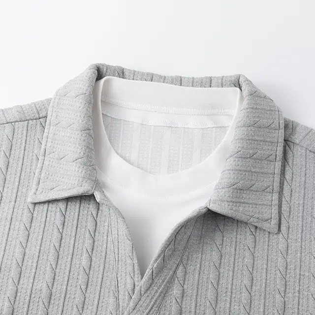 羽浅 潮牌美式休闲假两件翻领上衣潮流宽松百搭学生外套衣服时尚提花工艺套头卫衣 男款