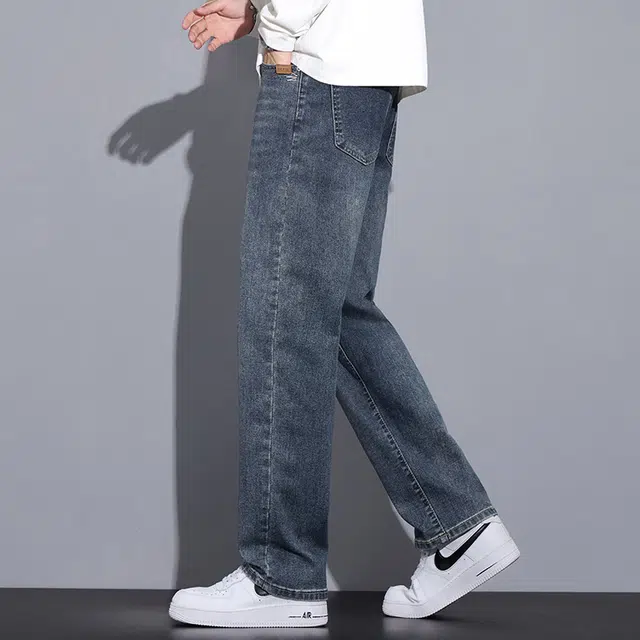 羽浅 秋冬季潮牌复古百搭休闲长裤潮流怀旧时尚耐磨宽松直筒牛仔裤 男款