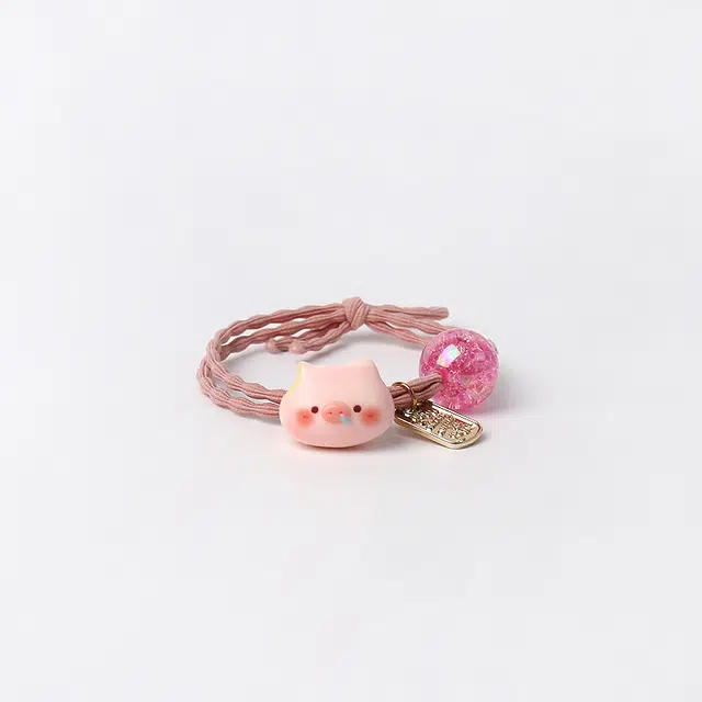 【可爱呆萌粉色小猪】 攸委 甜品食玩猪猪发圈粉系甜美少女学生发绳双头绳卡通 锦纶 高弹力不伤发耐用小橡皮筋气质头饰精致减龄 女款