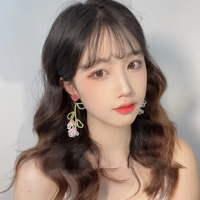 【原创~粉色铃兰郁金香】 攸委 设计感森系风串珠耳环 度假风耳钉花朵长款优雅甜美可爱少女心 树脂 粉绿时尚百搭高级感耳夹耳饰 女款
