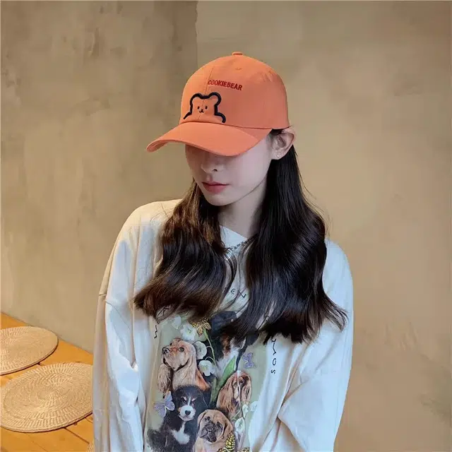 【可爱小熊通勤百搭 ins潮】 攸委 时尚简约防晒宽檐透气学生大头围显脸小 棉 鸭舌帽 男女同款情侣款