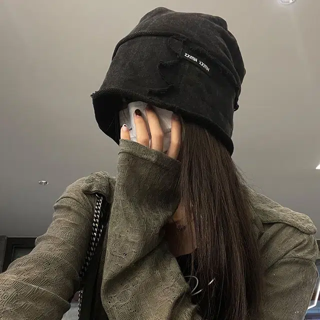 【秋冬通勤出街神器】 攸委 潮流复古水洗做旧卷边堆堆帽子女冬季针织保暖宽松大头围显脸小 涤纶 包头绒线帽冷帽月子帽 男女同款情侣款