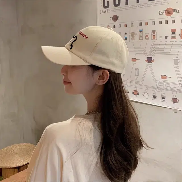 【可爱小熊通勤百搭 ins潮】 攸委 时尚简约防晒宽檐透气学生大头围显脸小 棉 鸭舌帽 男女同款情侣款
