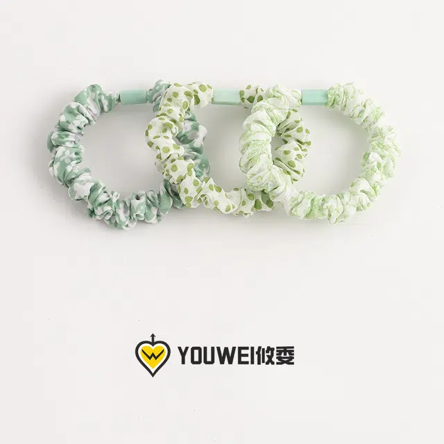 【森系小清新三件装】 攸委 韩系头花小肠波点发圈 甜美可爱少女心学生头绳 高弹力不伤发耐用 锦纶 女生扎头发皮套闺蜜男友橡皮筋 女款