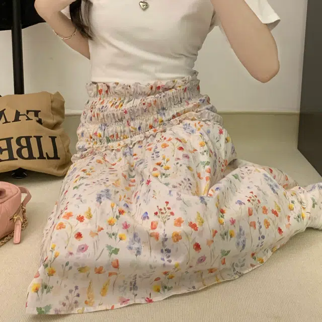 水中花 花色印花宽松气质伞裙垂感休闲长裙 女款