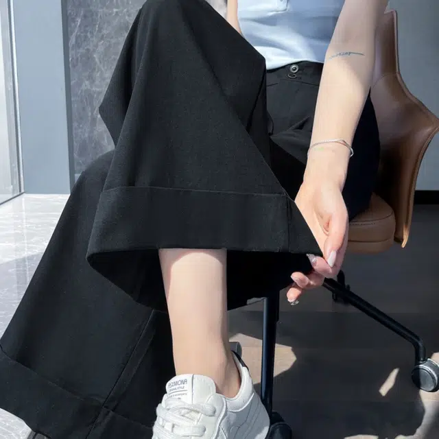 水中花 韩版高腰垂感阔腿宽松透气时尚舒适百搭休闲裤 女款