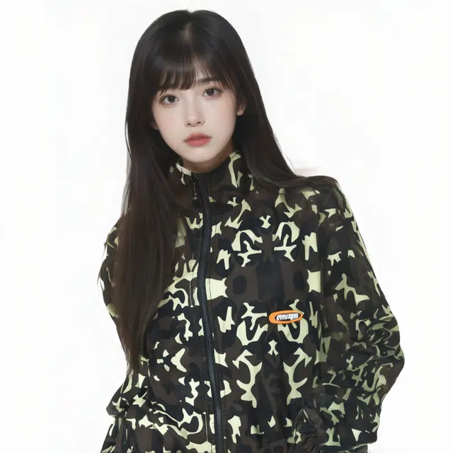水中花 迷彩拉链休闲宽松夹克外套 女款