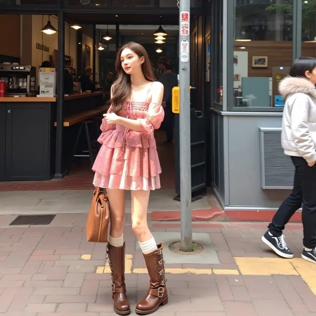 水中花 夏季 法式甜美可爱风一字肩仙女气质优雅收腰吊带连衣裙 女款