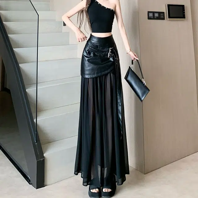 水中花 修身设计感拼接包臀裙休闲长裙 女款