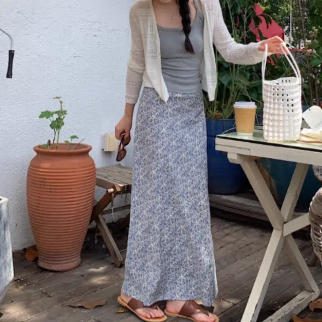水中花 法式时尚百搭花色优雅高腰显瘦垂感舒适休闲长裙 女款