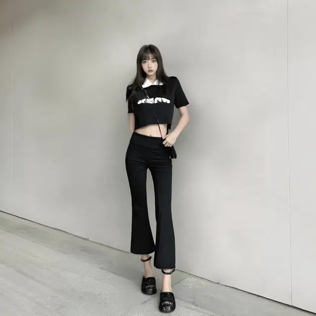 水中花 欧美低腰修身舒适纯色喇叭休闲裤 女款