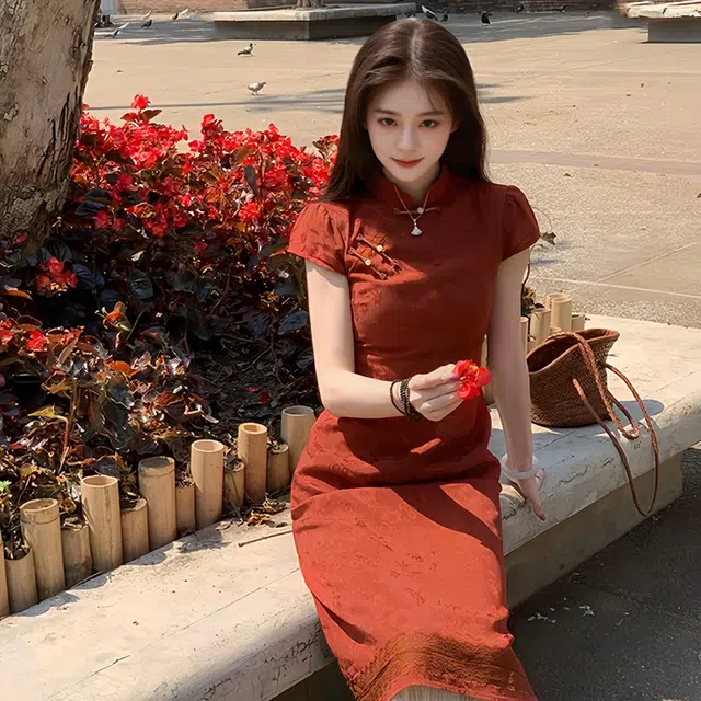 水中花 舒适百搭气质简约短袖连衣裙 女款