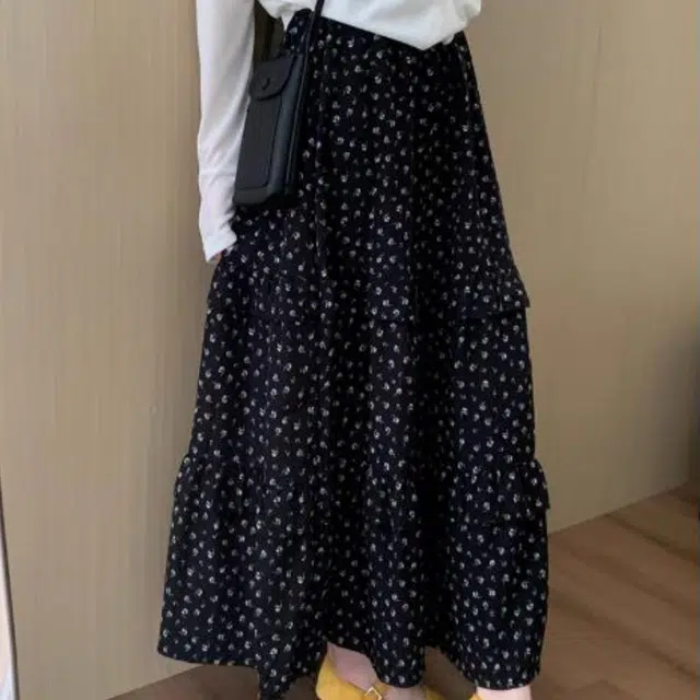 水中花 复古高腰显瘦碎花设计修身百搭垂感舒适休闲长裙 女款