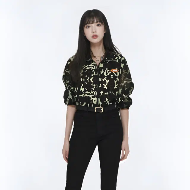 水中花 迷彩拉链休闲宽松夹克外套 女款