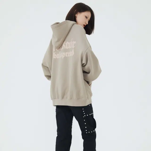 水中花 美式复古字母印花加绒连帽纯色休闲宽松长袖卫衣 男女同款