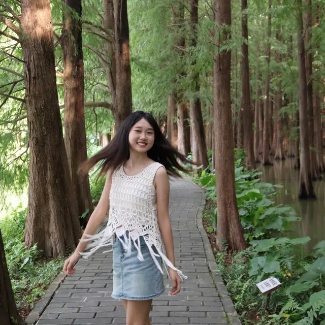 水中花 民族风网织镂空针织背心 女款 米白色