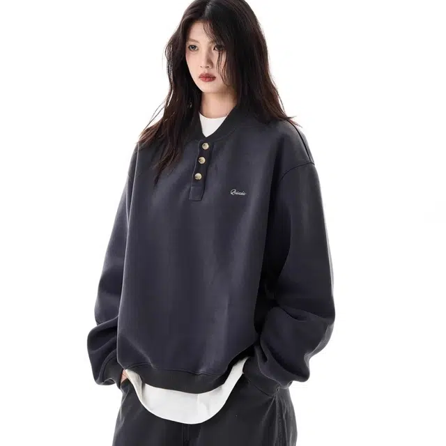 水中花 美式复古简约基础款宽松套头卫衣 男女同款