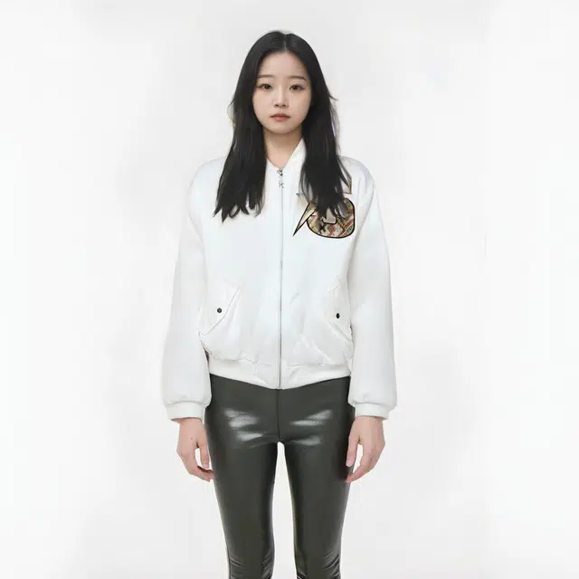 水中花 字母刺绣棒球服夹克宽松百搭飞行外套棉服 女款