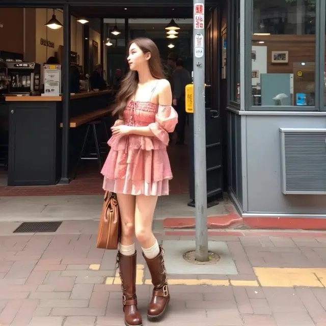 水中花 夏季 法式甜美可爱风一字肩仙女气质优雅收腰吊带连衣裙 女款