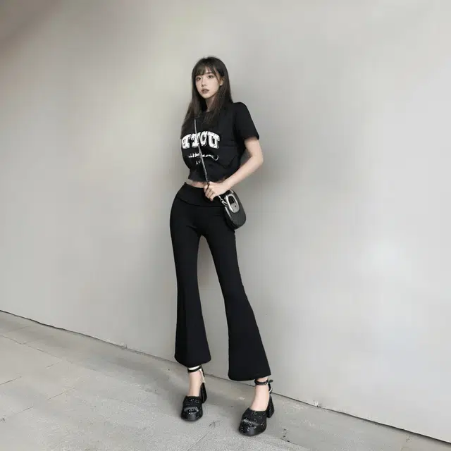 水中花 欧美低腰修身舒适纯色喇叭休闲裤 女款