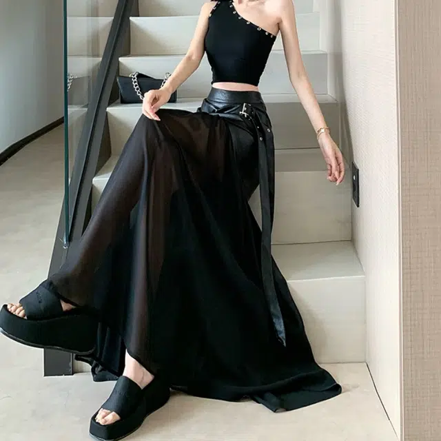 水中花 修身设计感拼接包臀裙休闲长裙 女款