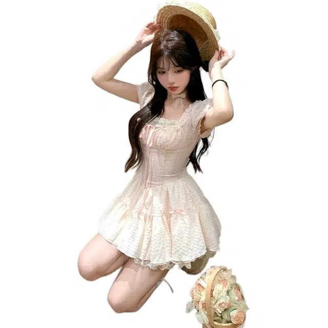水中花 时尚舒适百搭气质休闲短袖连衣裙 女款