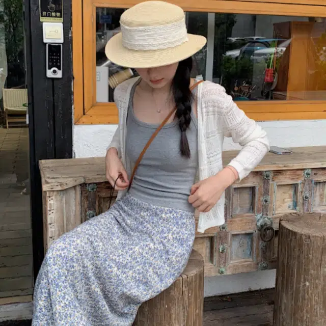 水中花 法式时尚百搭花色优雅高腰显瘦垂感舒适休闲长裙 女款