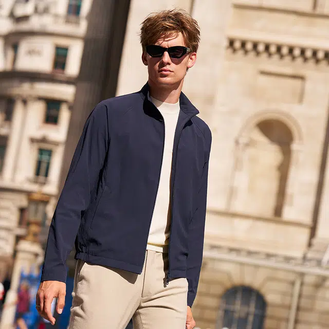 布先生 轻奢简约美式纯色基础款立领长袖夹克外套 男款