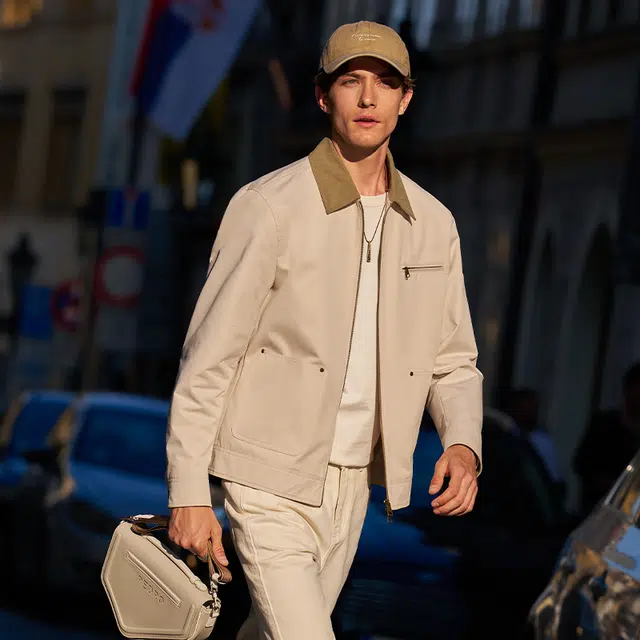 布先生 灯芯绒翻领撞色时尚巴恩风工装设计长袖夹克外套 男款